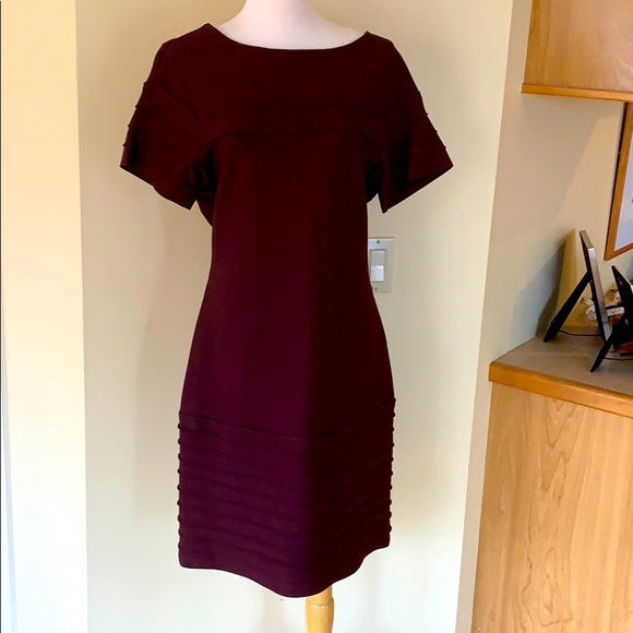 DVF Women’s burgundy stretch shift dress sz 12 - Picture 1 of 4